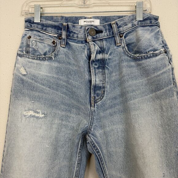 Moussy Vintage Jeans Women Japanese Howa Distressed Sz 28 Light Wash Button Fly - Picture 2 of 15
